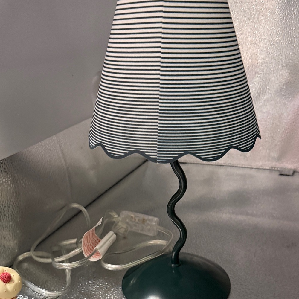 Striped Green and White Table Lamp
